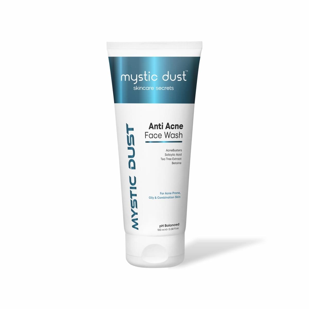 Mystic Dust Anti Acne Face Wash with 1% Salicylic Acid, AcneBusters & Tea Tree Extract | pH Balanced, for Oily & Combination Skin | 100 ml