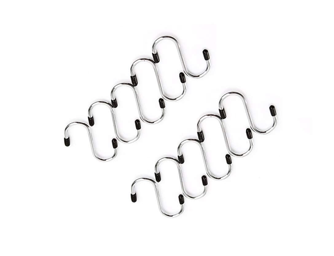 KEEPWELL Stainless Steel S-Hook Set | Kitchen Cutlery Hanging Hook | Cup Hanger Hook | Cloth Hanger Hook | Bathroom Hook (Set of 10 Pcs) (10)