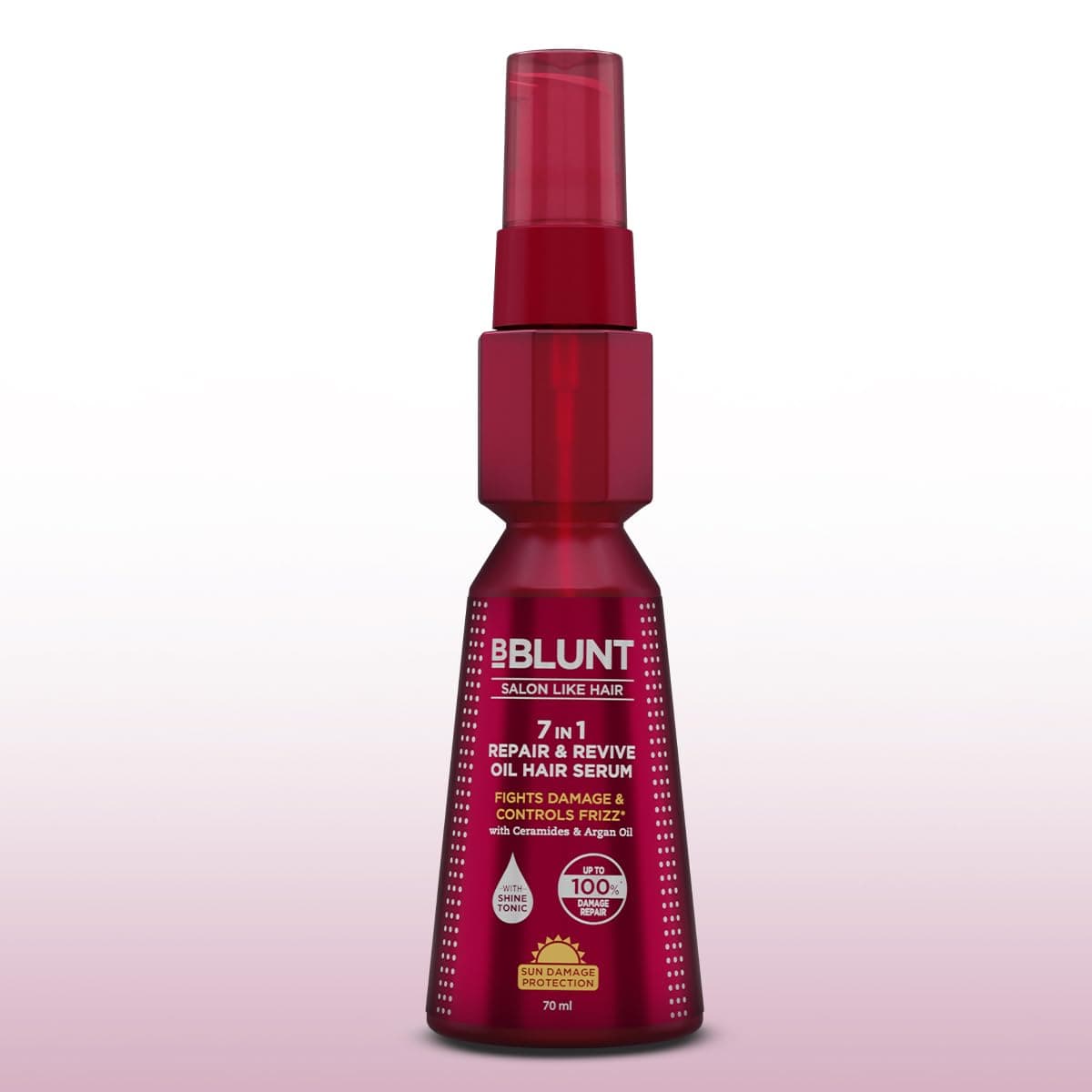 BBLUNT 7 in 1 Repair & Revive Oil Hair Serum for Upto 100% Damage Repair - 70 ml | Addresses 7 Signs of Hair Damage | Enriched with Ceramides & Argan Oil | For Men & Women