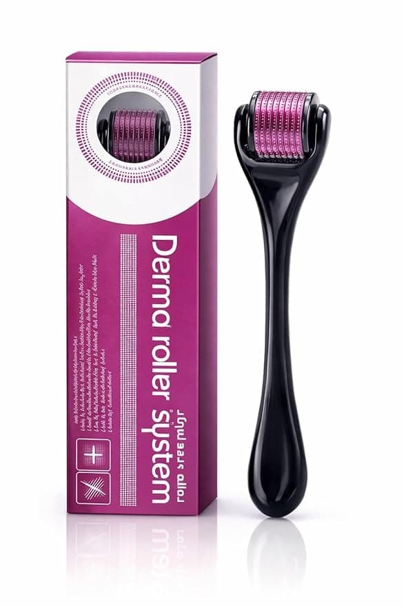 Linoges Derma Roller 1.50mm for Hair & Beard Growth – 540 Titanium Micro Needles for Hair Regrowth, Beard Growth, Acne Scar Reduction & Skin Rejuvenation – Safe for Men & Women (Black)