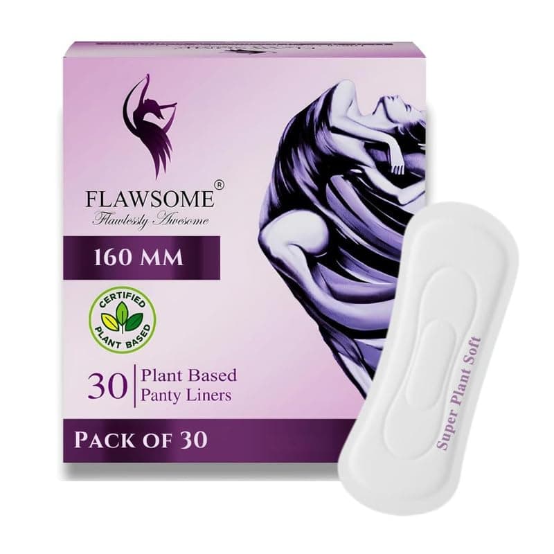 Flawsome Daily Panty Liners | Pack of 30 | Plant-Based, Ultra Soft & Breathable | Rash-Free & Toxin-Free | Everyday Freshness & Light Leak Protection
