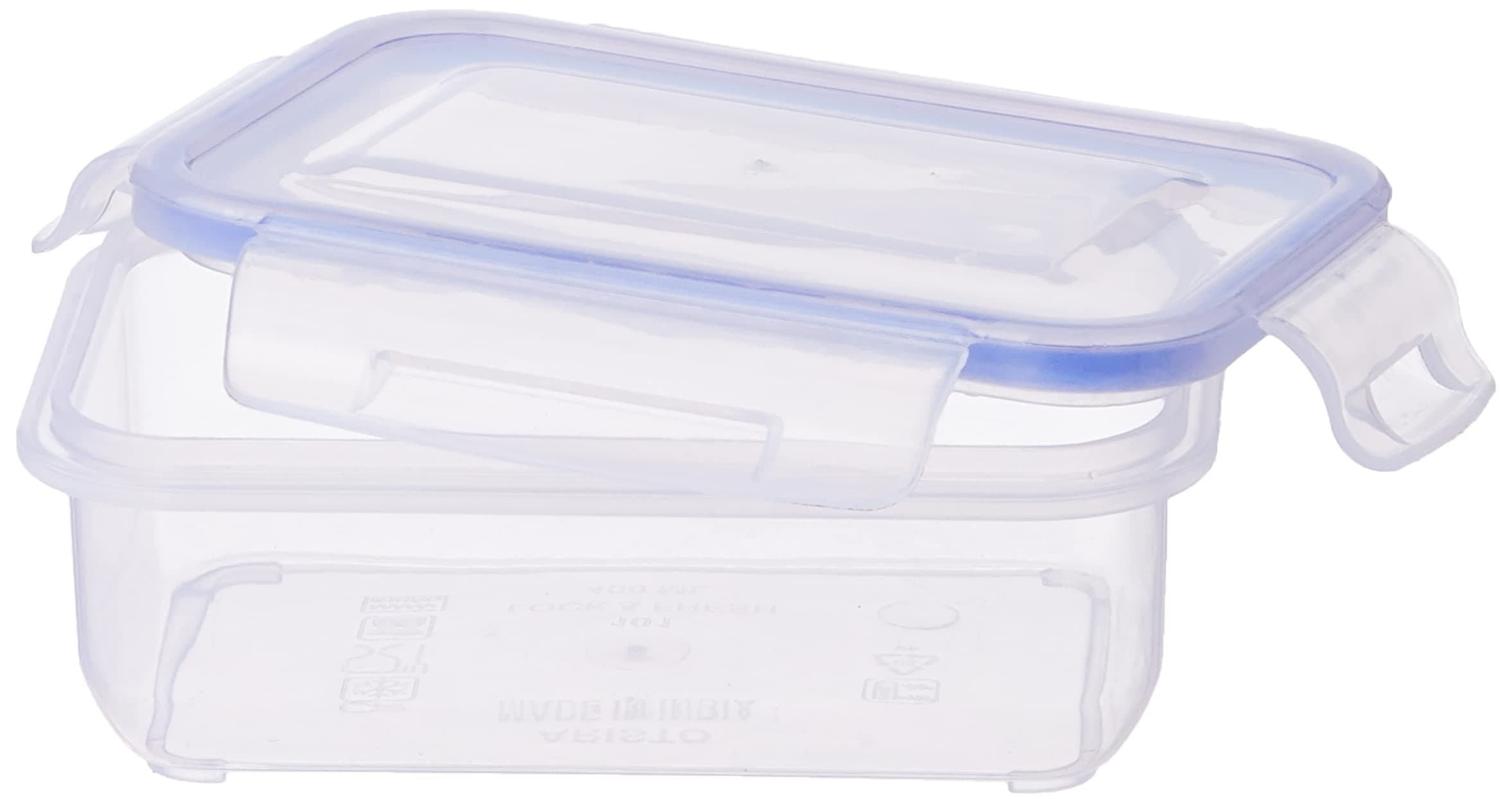 Aristo Lock & Fresh 101 Plastic Storage Container For Storing Snacks, multipurpose use - 400 ML, Transparent Clear (15 x 10.5 x 5.7cm)