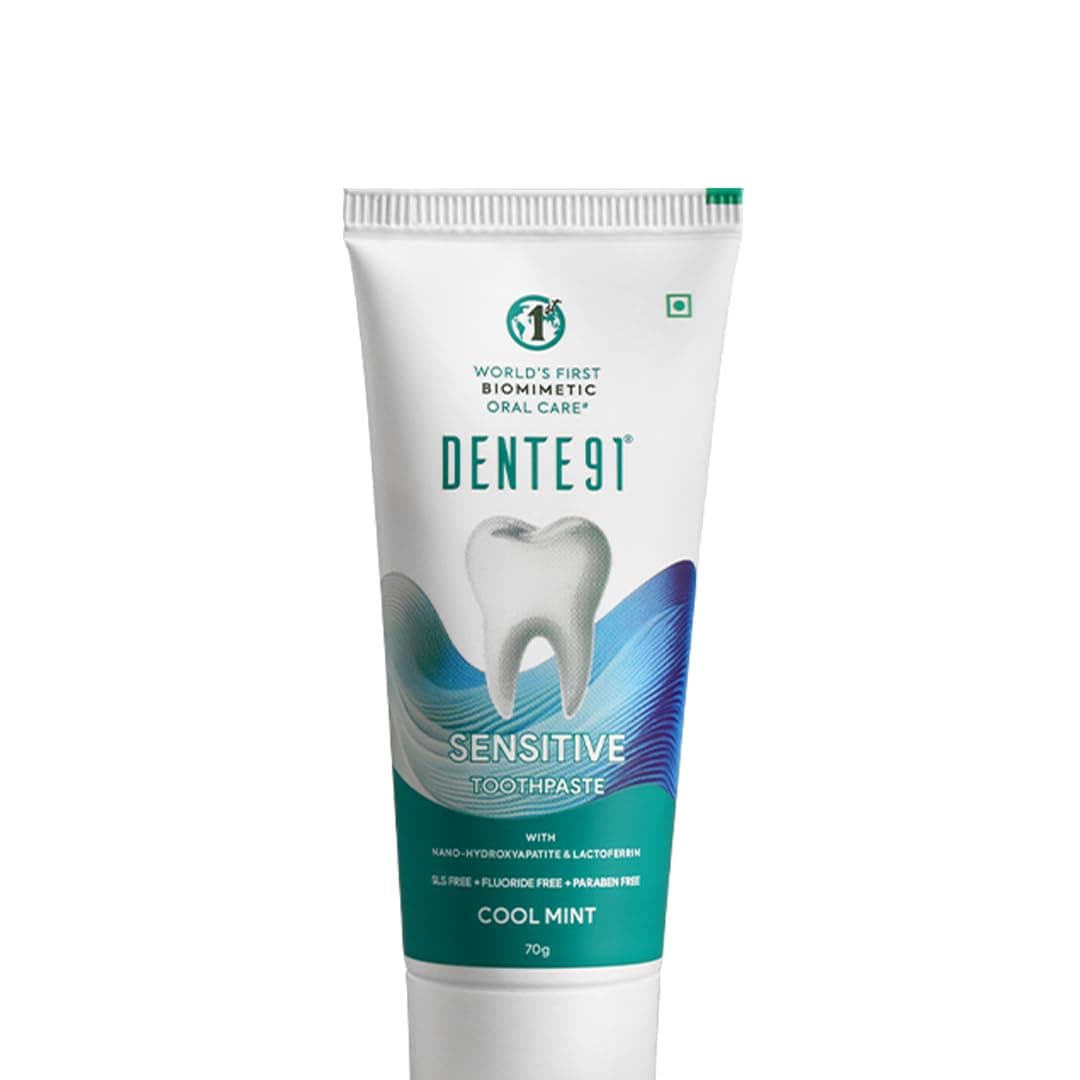 Dente91 Sensitive Toothpaste | Sensitive Teeth Toothpaste with Nano Hydroxyapatite | Enamel Repair | Anti Cavity | SLS Free | Fluoride Free | 70g (Pack of 1)