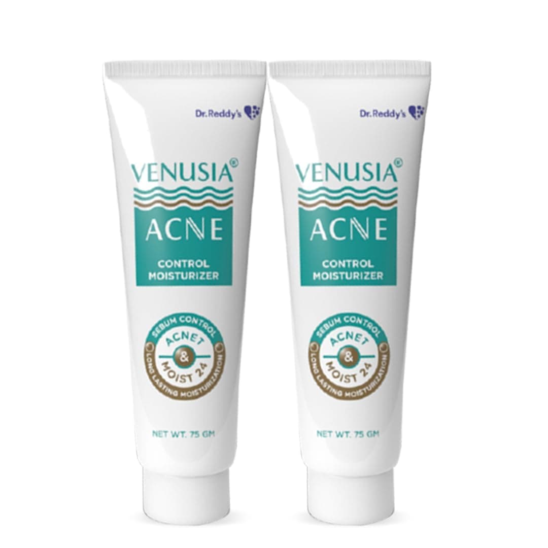 VENUSIA Dr. Reddy's Acne Control Moisturizer | Pore Minimising & Hydrating | For Oily & Acne Prone Skin | Lightens Acne Scars, Reduces Visibility of Pores | Non-comedogenic | 75g (Pack of 2)