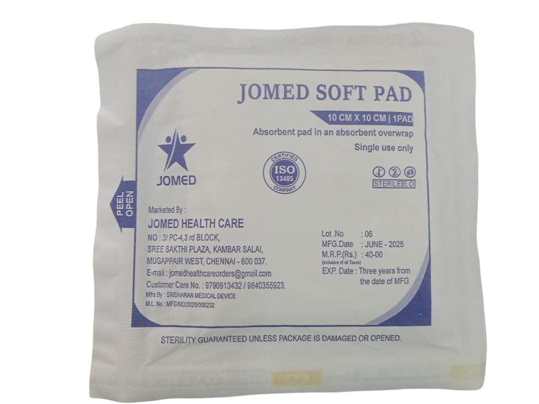 JOMED - Steril Cotton Gauze Soft Pad 1 pad (size : 10CM X10 cm), (Pack of 10) for wound dressing …