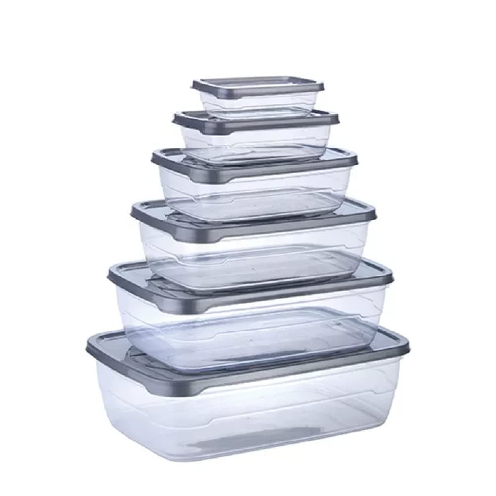 SevenDi Reusable Clear Plastic Kitchen Refrigerator Food Storage Containers With Airtight Lids -Rectangular Stackable Storage Basket (225ML, 325ML, 650ML, 1250ML, 2200ML, 3500ML-6 Pcs), Multi Color