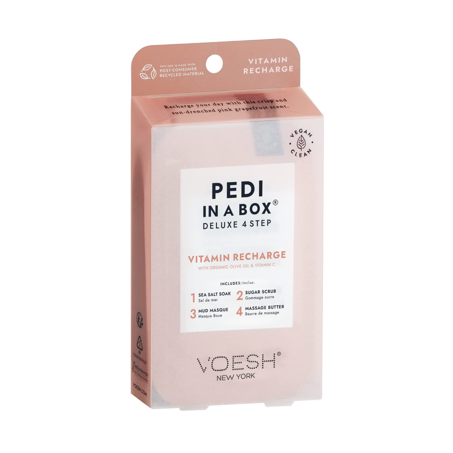Voesh Pedicure in a Box Deluxe 4 Step Vitamin Recharge with Organic Olive Oil & Vitamin C