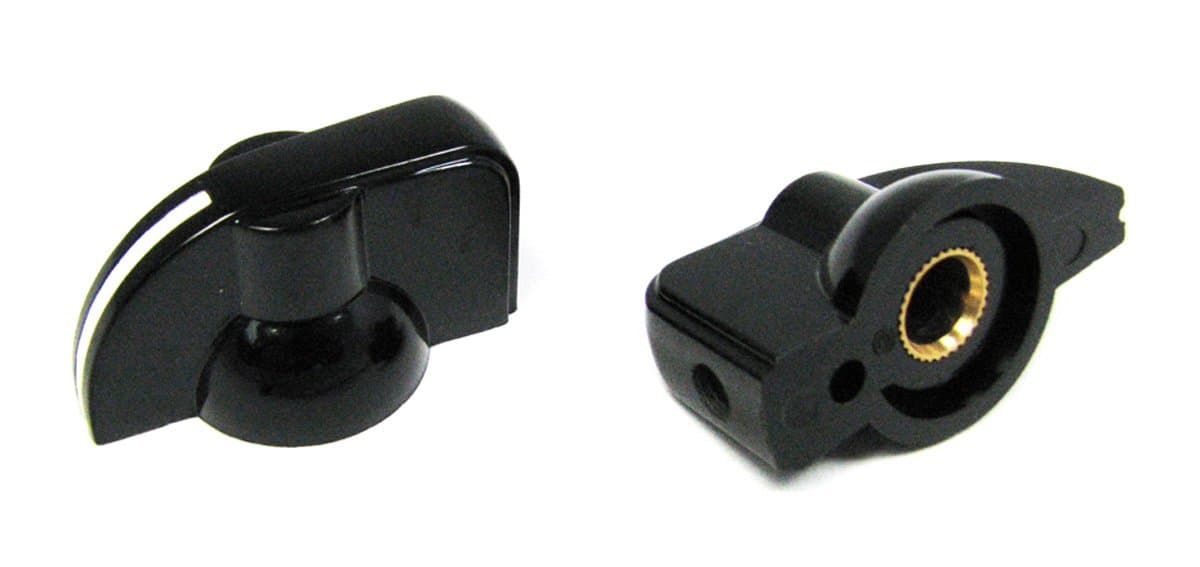 2-pack Potentiometer Knobs: Black "Chickenhead" with Set Screw