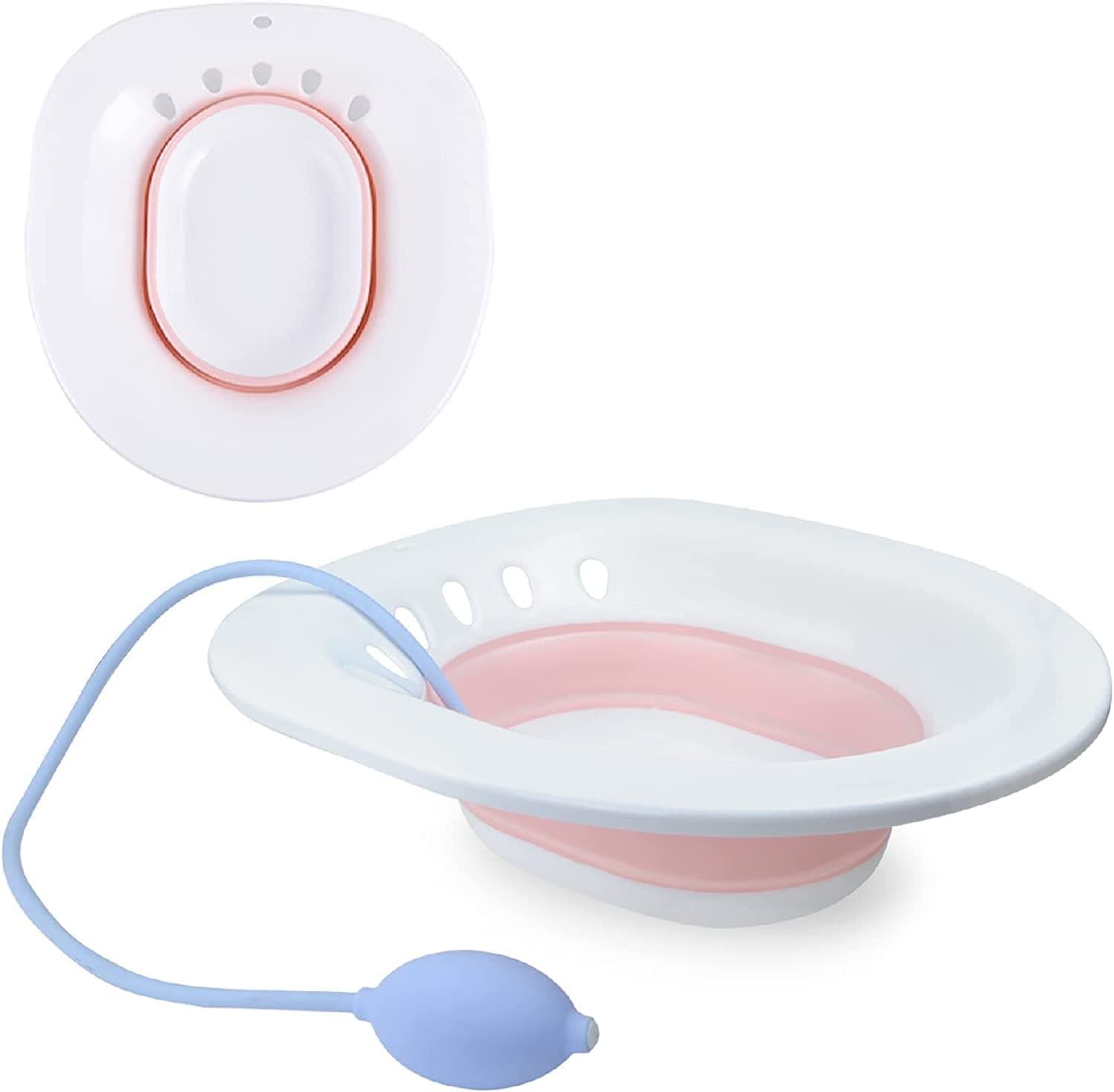 Simxen Sitz Bath Toilet Seat with Flusher, Folding Sitz Bath Tub for Pregnant Women, Postpartum Care, Hemorrhoids Recovery, Vaginal/Anal Inflammation Treatment -Portable Perineal Soaking Basin