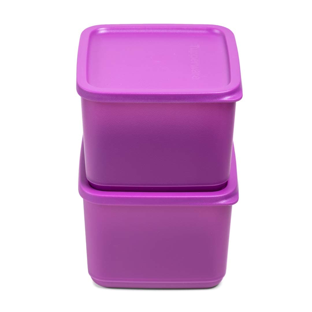 Tupperware Plastic Container Cubix- 2 Pieces, Purple, Blue