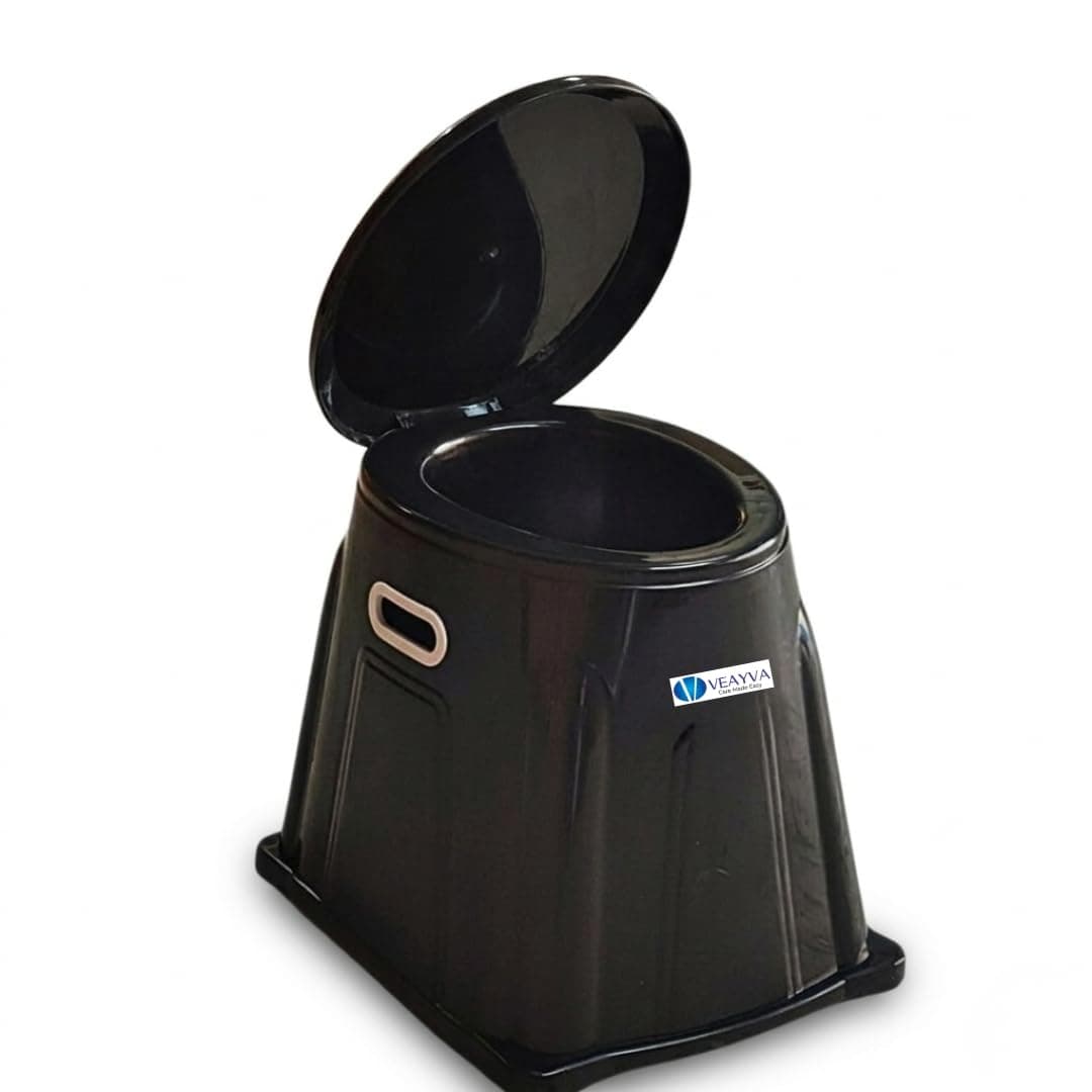 Veayva Plastic Heavy Duty Portable Indian Toilet To Western Convertor | Toilet Stool | Black Colour Commode Chair