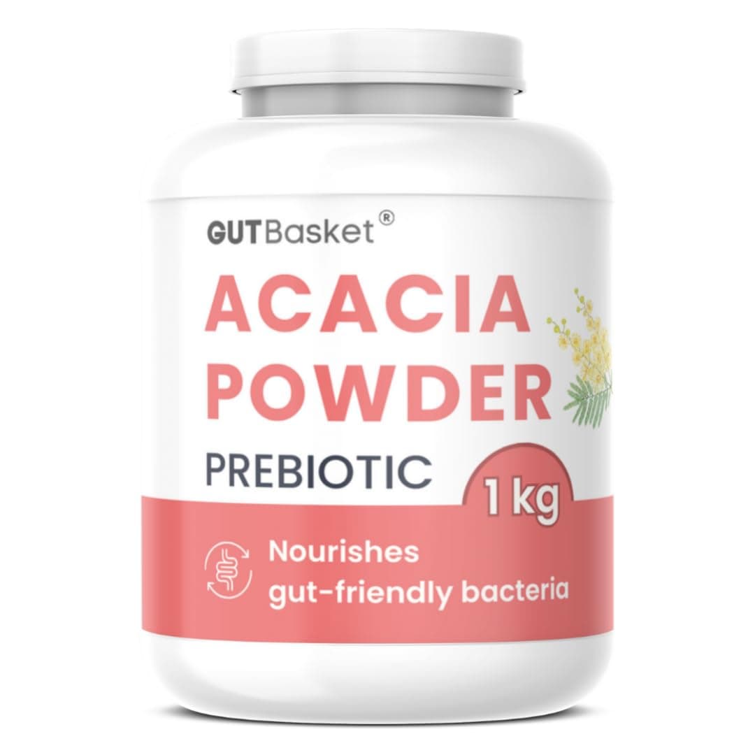 Gutbasket Acacia Powder Prebiotic (1 kg) - Prebiotic Fiber Supplement for Digestive Health & Gut Wellness - Vegan, Gluten-Free, Non-GMO - Nourishes Gut Microbiome, Easy on Your Gut