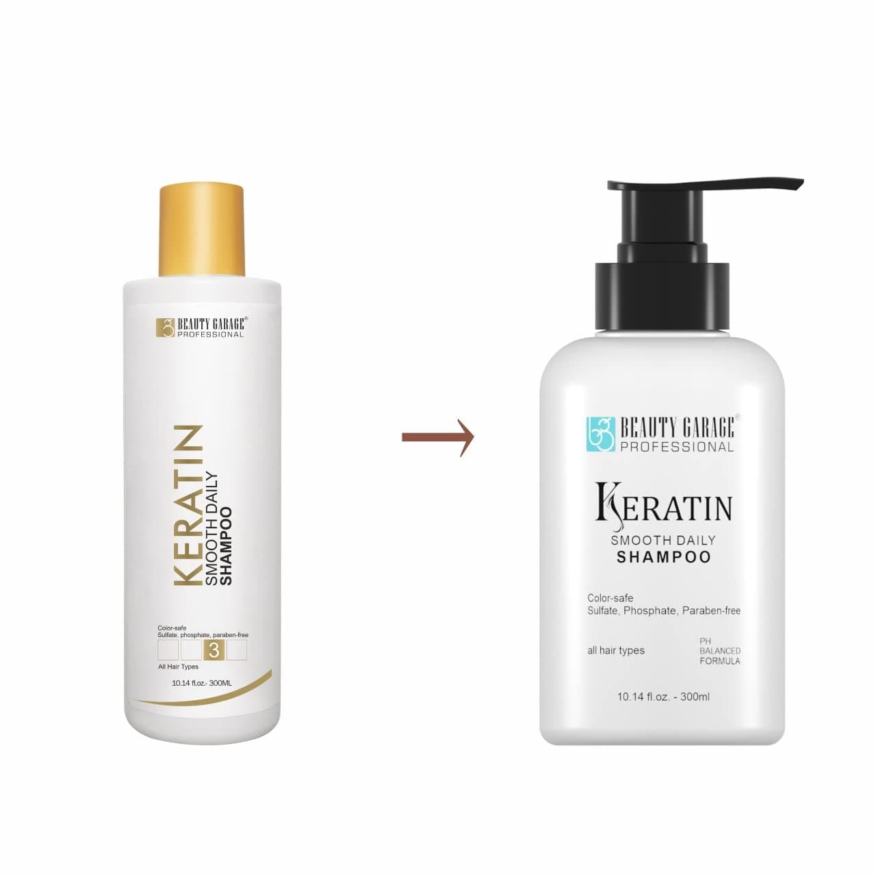 Beauty Garage Keratin Shampoo for Women and Men, 300ml Paraben-Free & Sulfate Free Shampoo, Moisturizing Smooth Daily Use for All Hair Type