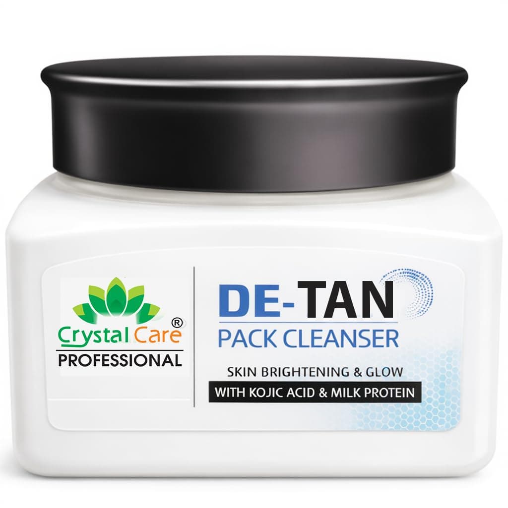 Crystal Care DE-TAN Pack Cleanser for Face & Body | With Kojic Acid & Milk Protein | Skin Brightening & Tan Removal Cream for Men & Women | Salon Facial Glow | Suitable for All Skin Types