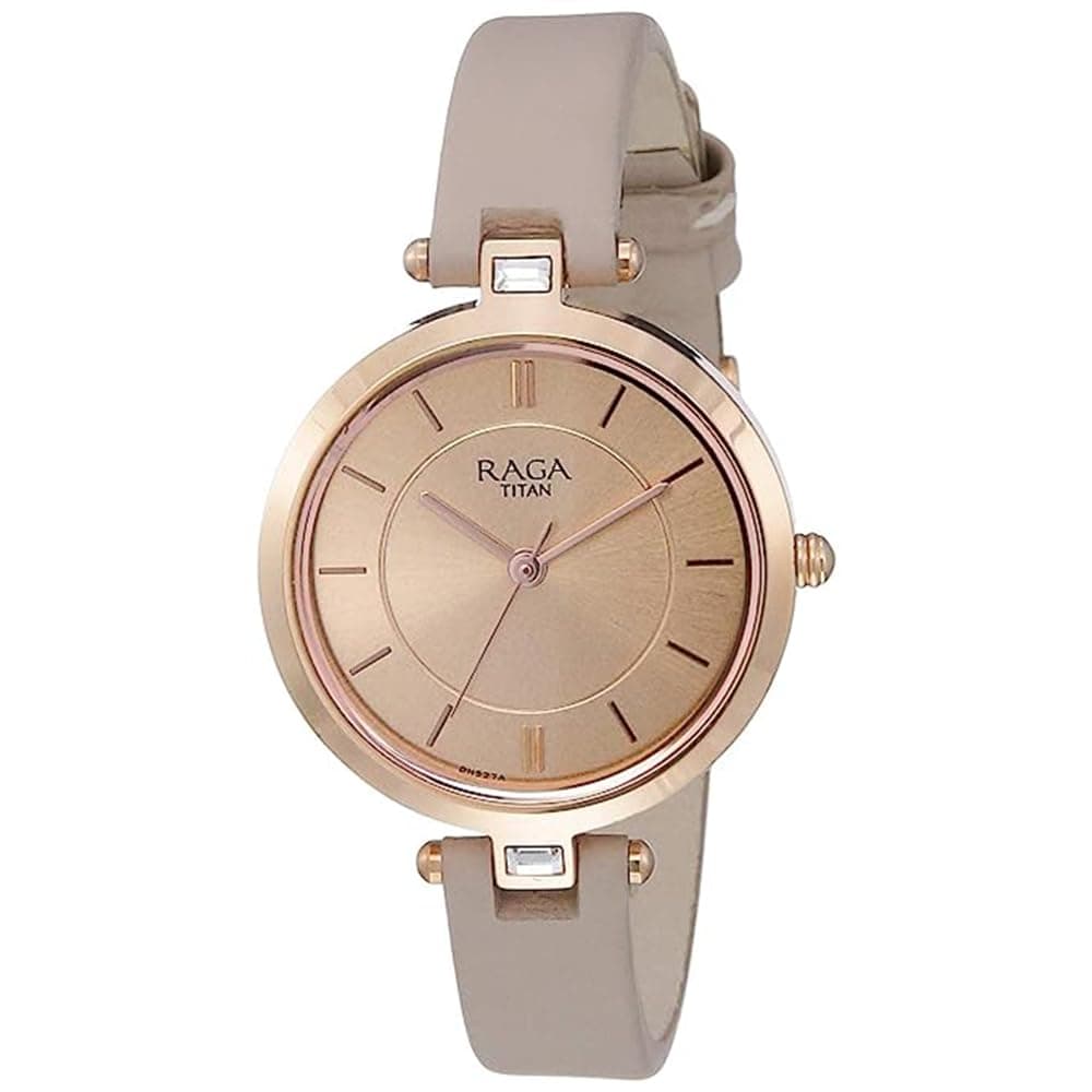 Titan Raga Quartz Analog Rose Gold Dial Watch for Women-NR2603WL01