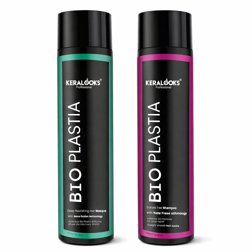 Keralooks Professional® Bioplastia Sulphate-Free Hair Shampoo & Masque (300ml combo)-For Daily Use | Moisturizes & Hydrates also suitable for Nanoplastia,color protection and chemically treated hair | for Men & Women