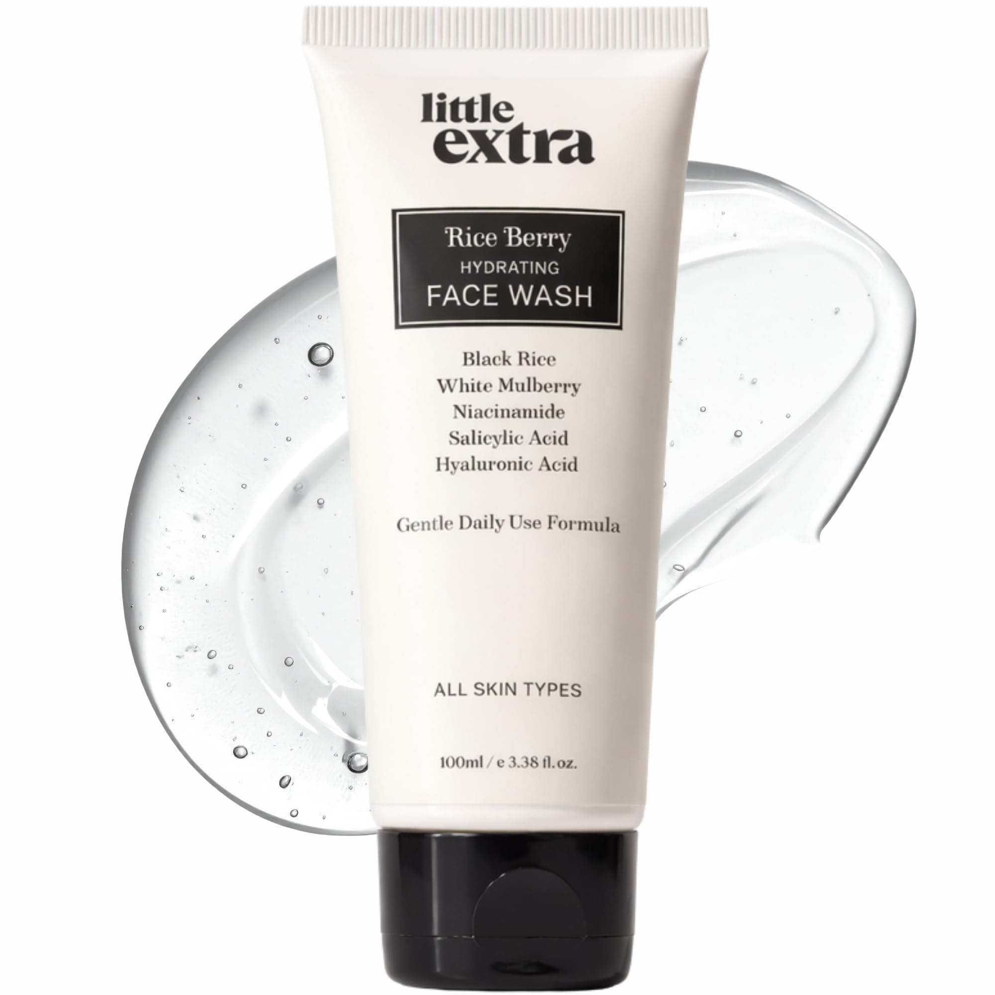 Little Extra Rice Berry Face Wash, Salicylic Acid Cleanser with Rice Water & Niacinamide, Sulfate Free, for Brightening & Oil Control, Men & Women, All Skin Types, 100 ml