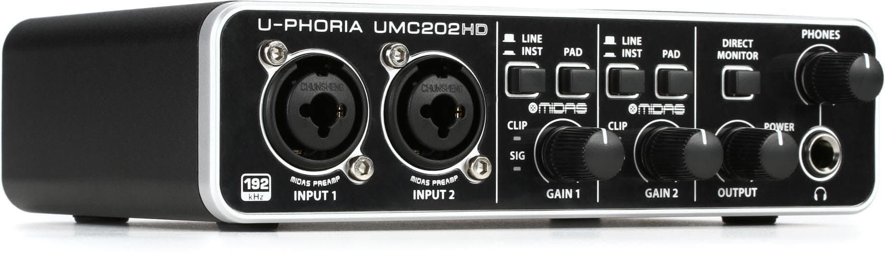 Behringer U-Phoria UMC202HD USB Audio Interface with MIDAS Microphone Preamplifiers