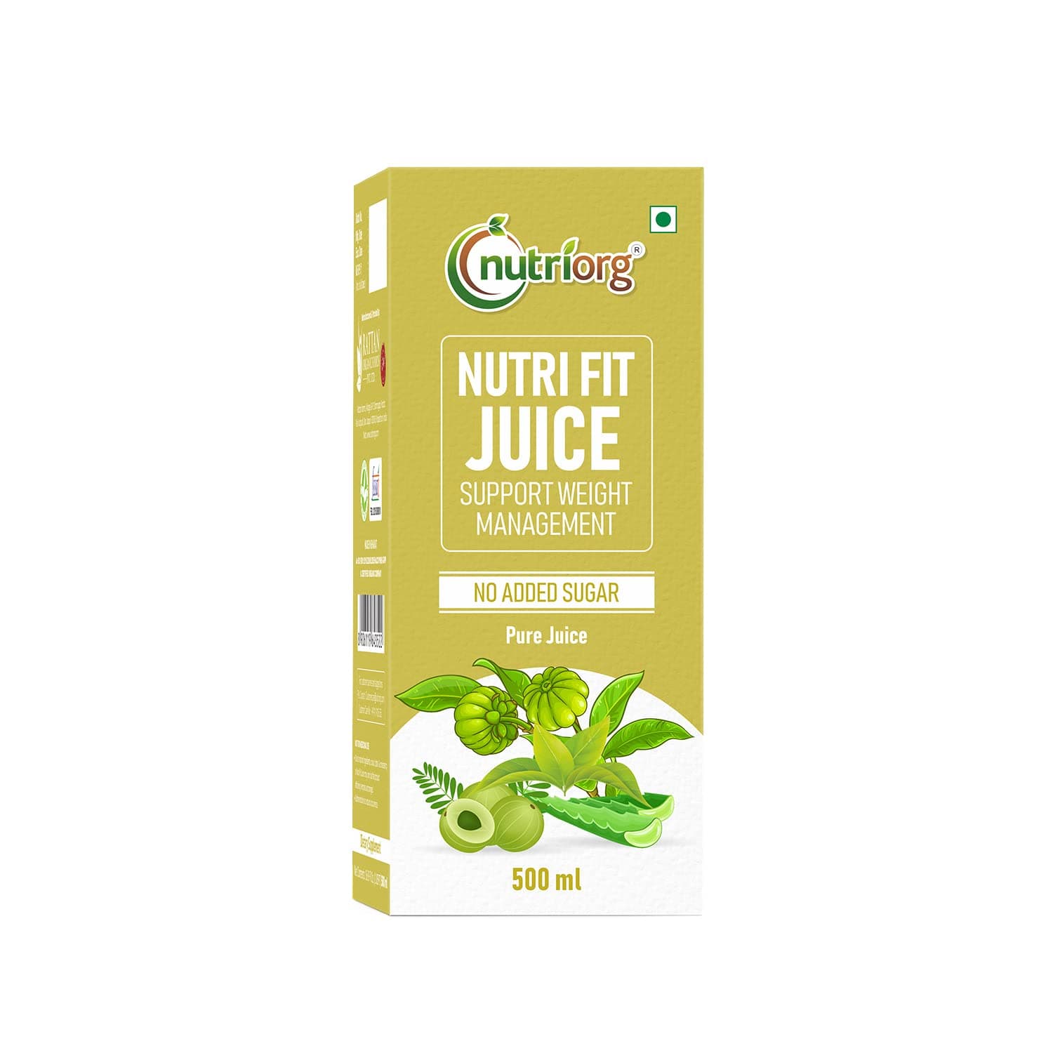 Nutriorg Nutri Fit Juice 500ml,Herbal Juice with Green Tea, Amla, Aloe Vera, Gurmar & Guggul, Supports Weight Loss, Fat Burning & Metabolism,100% Pure & Natural Detox & Appetite Control