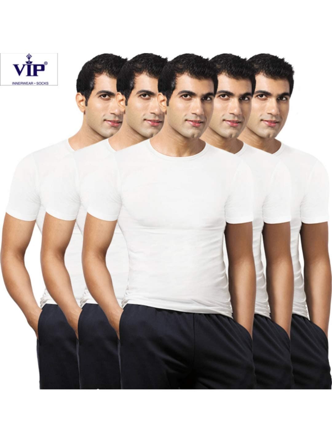 VIP Men's Cotton Sleeve Vest (White, 85 cm)