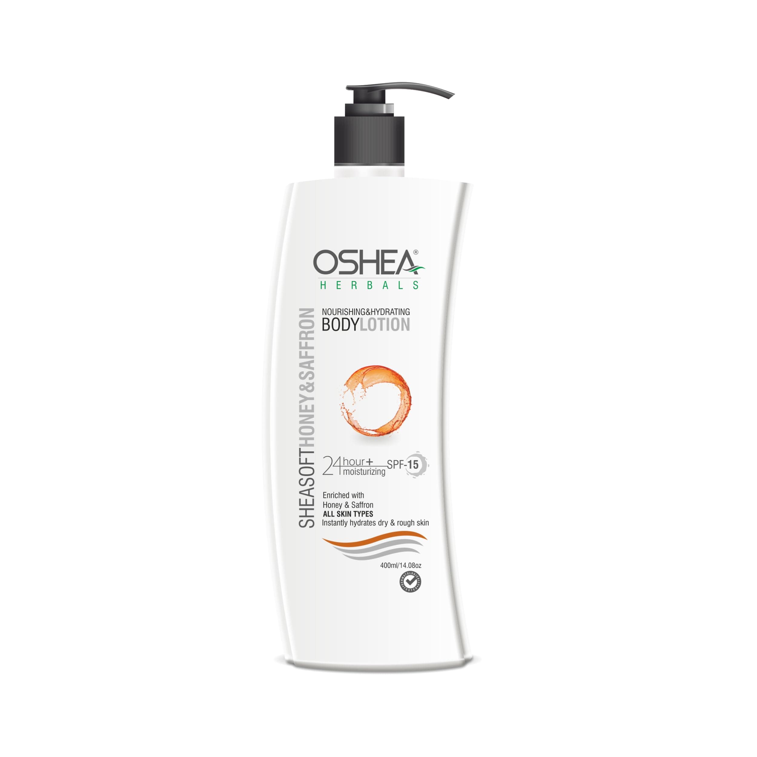 Oshea Herbals Sheasoft Honey & Saffron Lotion for Men & Women | All Skin Types with SPF 15 | 24+ Hours Moisturization & Instant Hydration | Enriched with Honey & Saffron - 400ml
