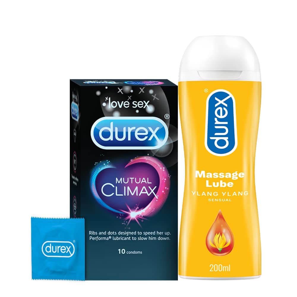 Durex Mutual Climax Condoms - 10s + Durex Play Sensual Massage 2in1 Sensual - 200 ml