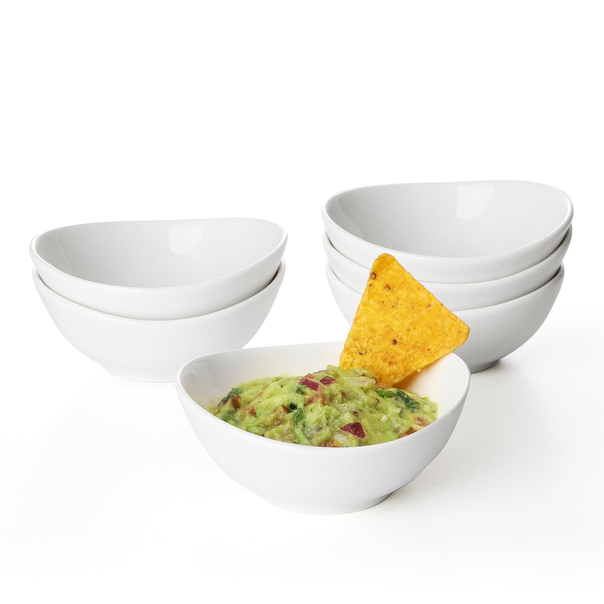 Sweese 123.001 Porcelain Mini Bowls - 4 Ounce for Dipping Sauces, Small Side Dishes - Set of 6, White
