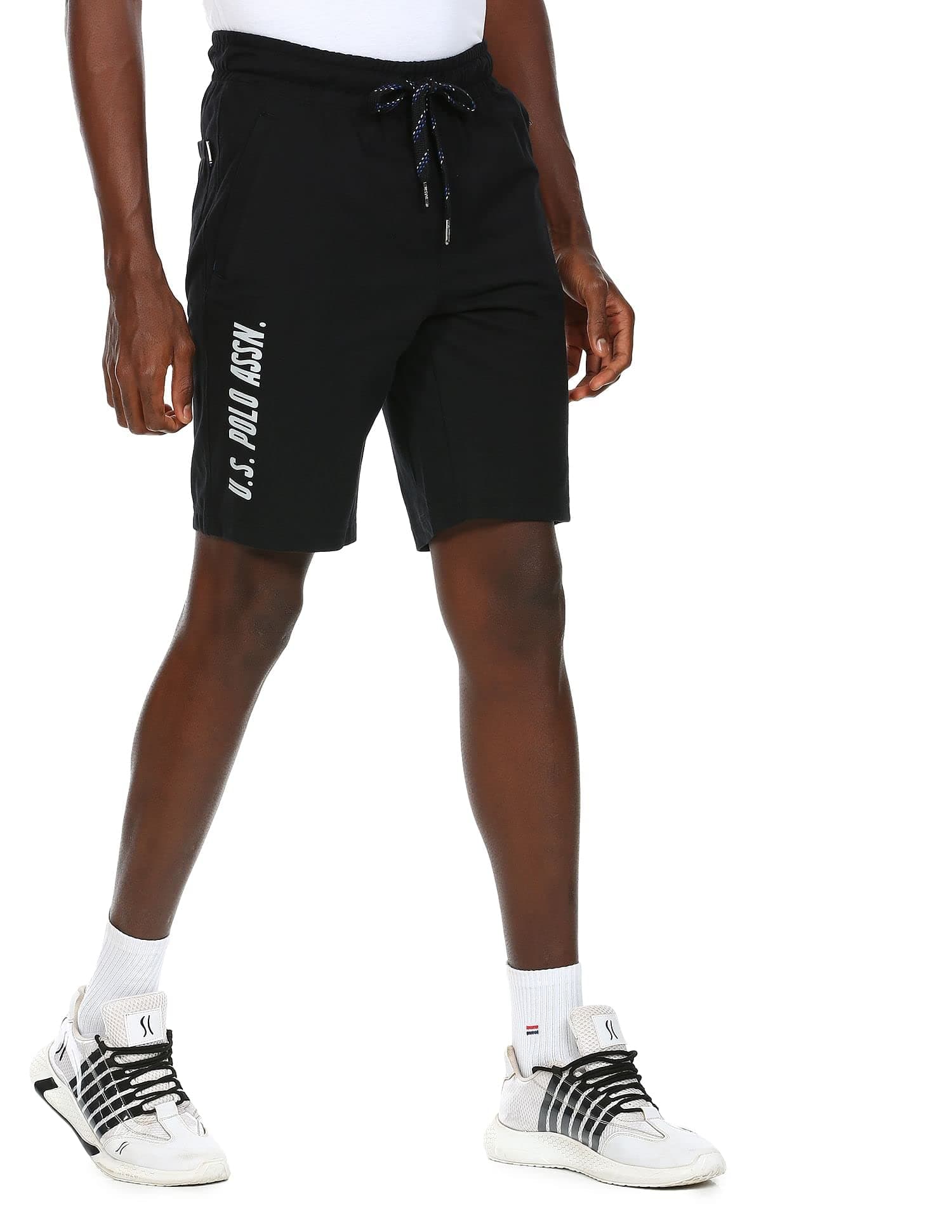 U.S. Polo Assn. Men's I677 Comfort Fit Solid Cotton Poly Shorts Pack of 1 (I677-002-PL_Black_XL)