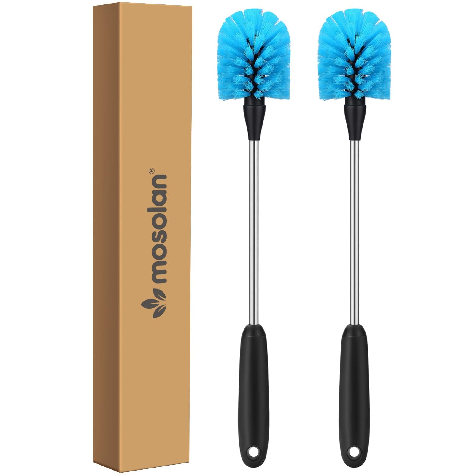 Stainless Steel Water Bottle Brush, Long Handle Scrubbing Brush, Built for Cleaning Sports Bottles, Baby Bottles, Hydro Flask Tumblers, Water Cups, Travel Coffee Mugs, Food Jars, Glasswares, 2 Pack