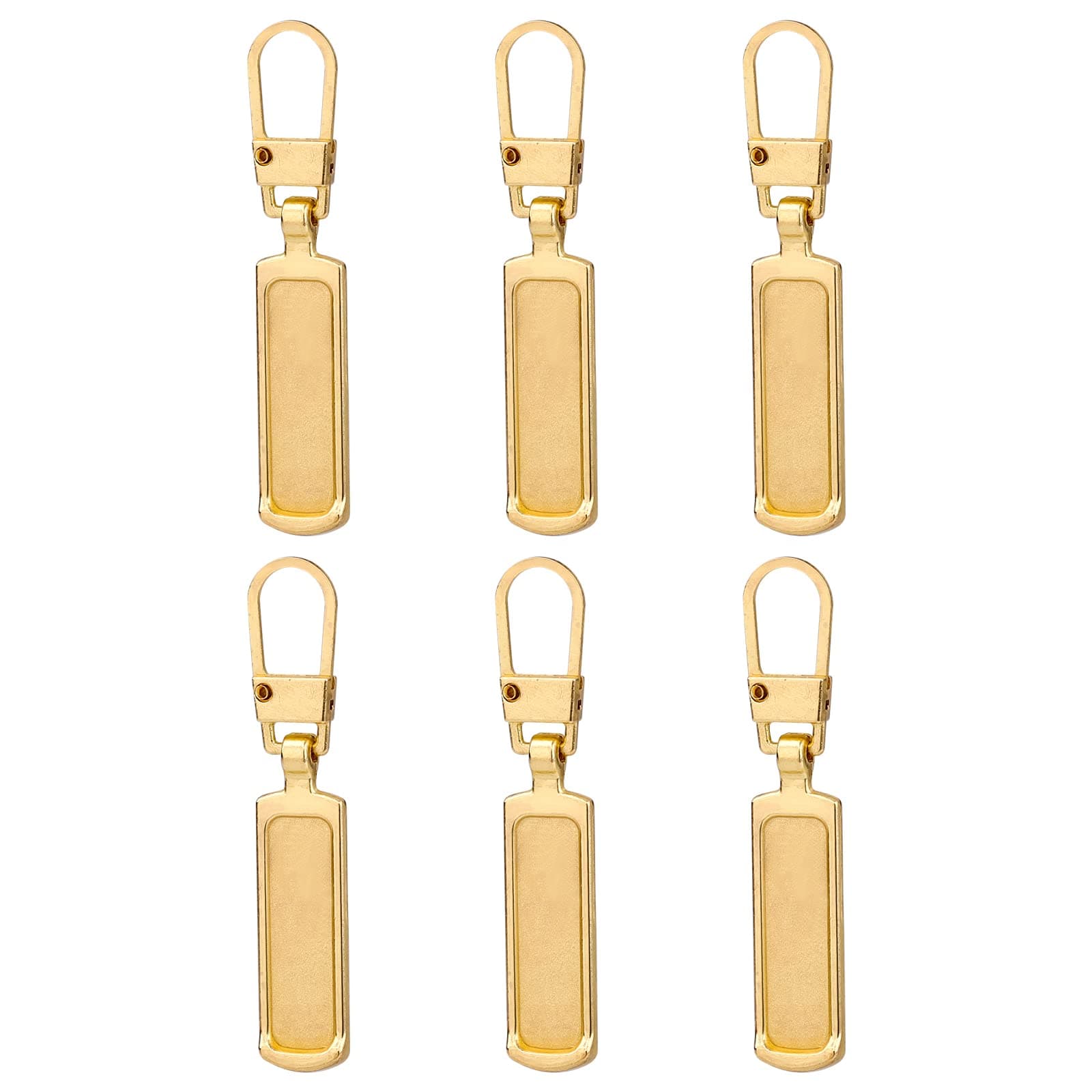 TOYMIS 6pcs Zipper Pull Replacement, Zipper Pulls Detachable Metal Zipper Pull Repair Kit for Clothes Jacket Pants Jeans Luggage Suitcase Purse Handbag (Gold)