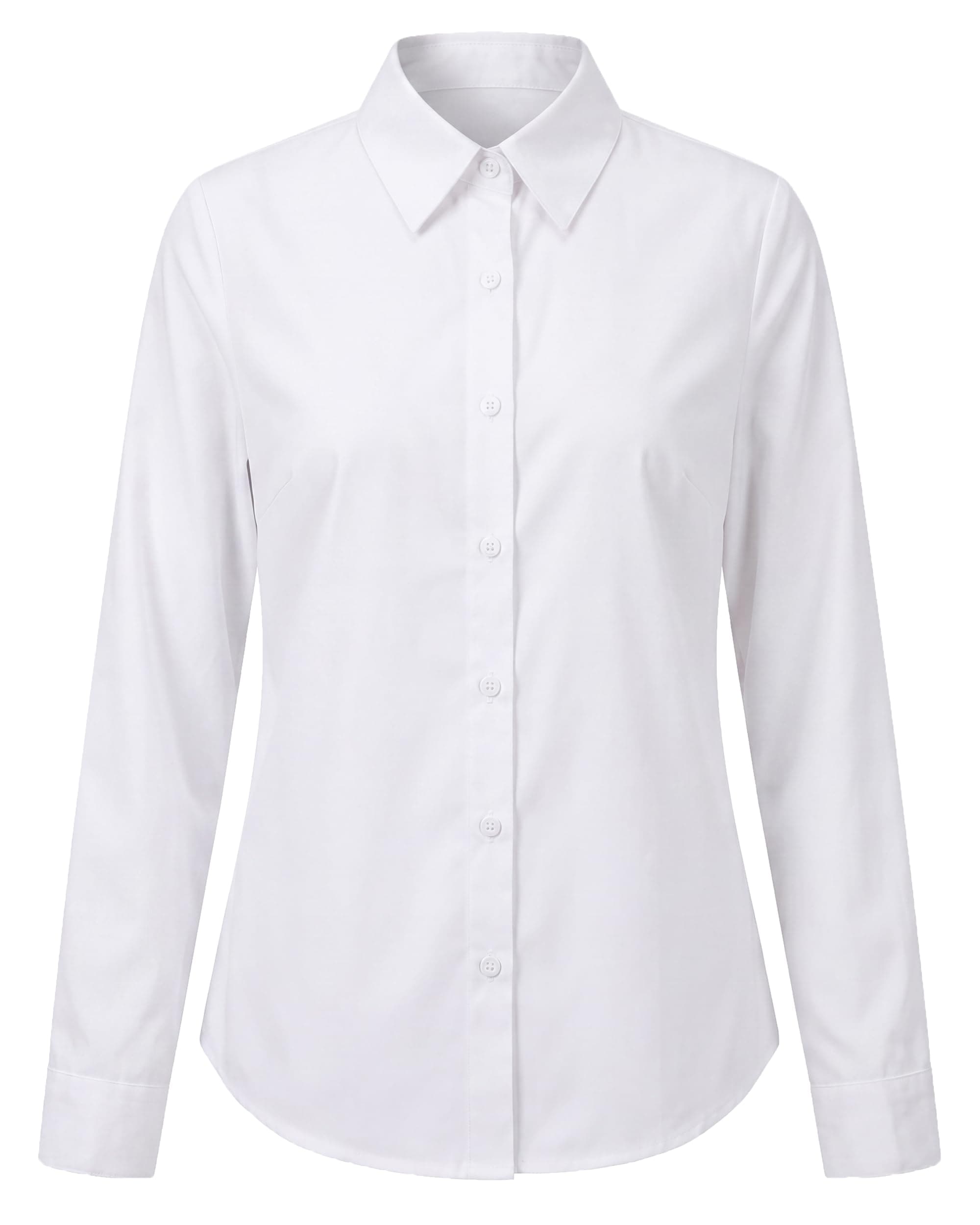 Gemolly Women Basic Button Down Shirt Long Sleeve Plus Size Simple Stretch Formal Casual Shirt Blouse