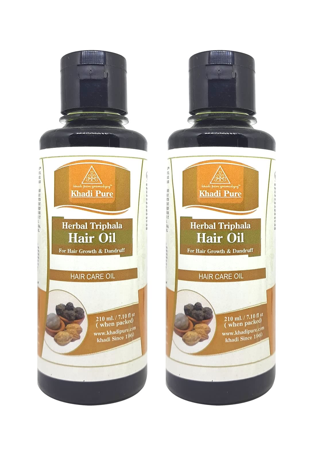 Khadi Pure Herbal Triphala Hair Oil, 210 ml (Pack of 2)