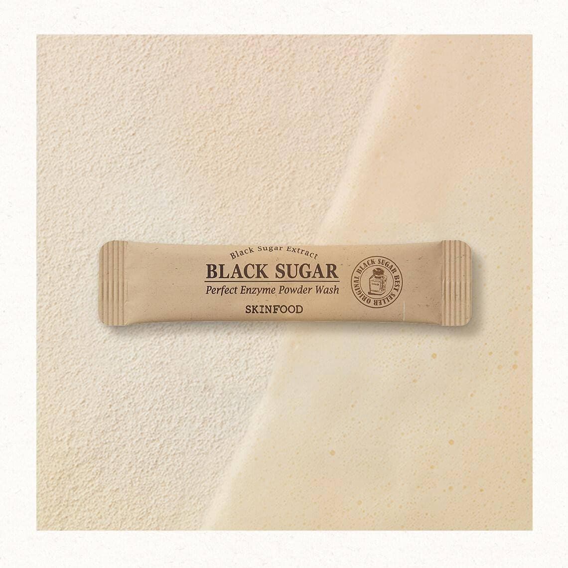 SKINFOOD 1957 Black Sugar Perfect Enzyme Powder Wash 1.2g 30ea - Mild PHA Peeling Powder Wash with Papain Enzyme, Hypoallergenic Moisturizing Deep Pore Cleansing, Exfoliating & Purifying