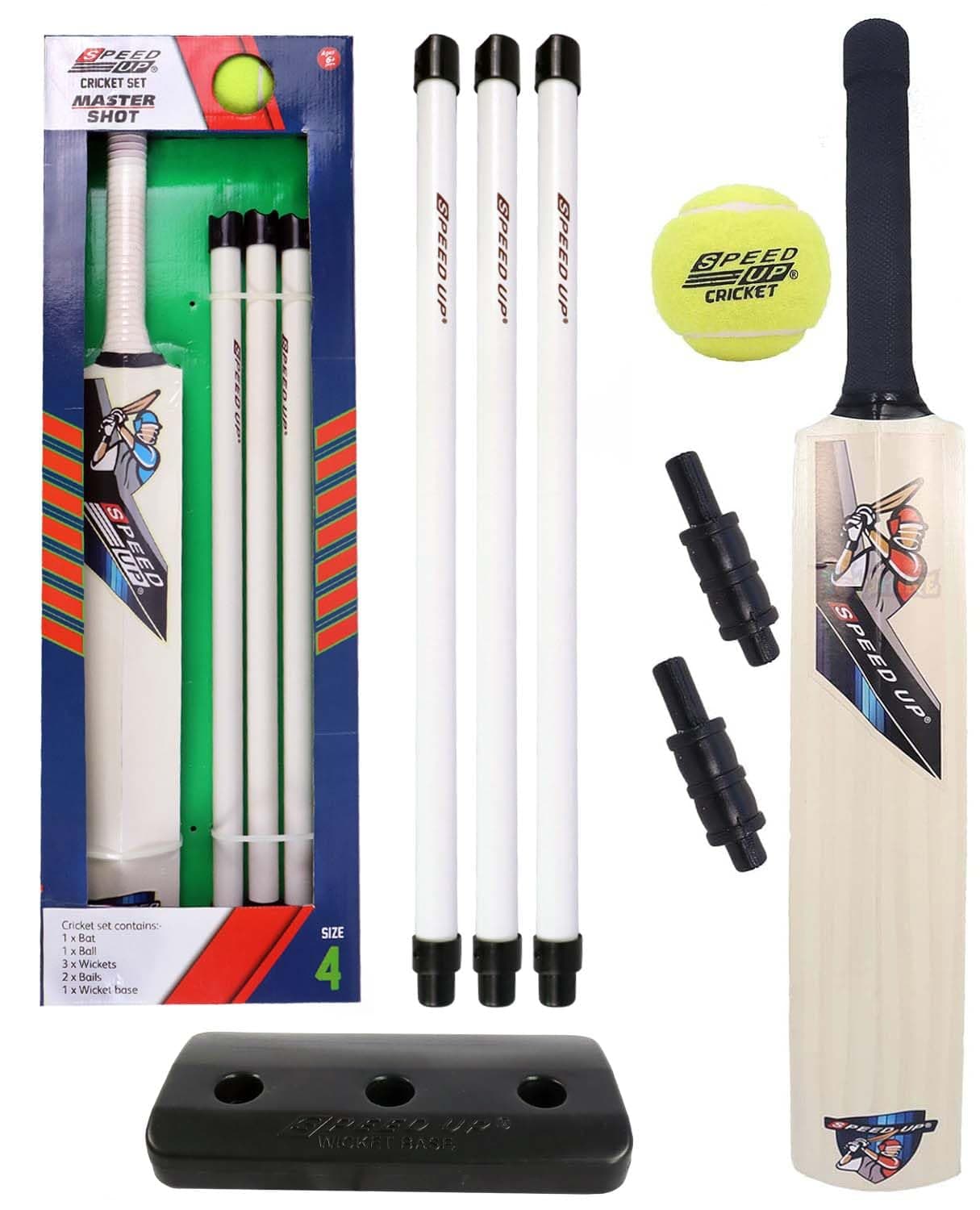 Toyshine Speed Up Master Shot Combo Box Cricket Kit for Kids (Bat Size: 4, 5-10 Yrs) Gift Sports Outdoor Toy Boys Girls Picnic (Box Pack)- Sstp, Multicolor