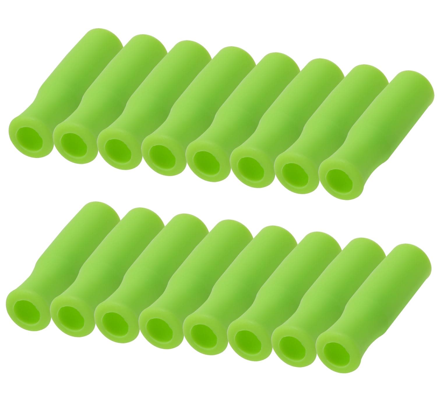 Mini Skater 16Pcs Silicone Straws Tips Food Grade Reusable Anti-Scald/Cold Straws Cover Fit for 3/10 Inch Wide(8mm Out diameter) Stainless Steel Straws (Light Green-Large)