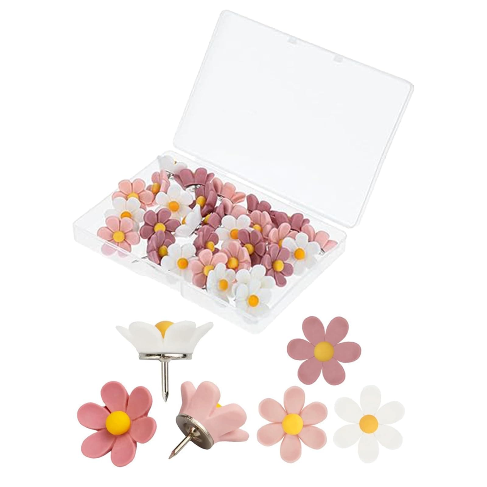 30 Pcs Pins for Pinboard, Pins, Board Pin Flower Colorful for Thumb Tacks Decorative Cute Cork Board Accessories for Craft Cork Board Bulletin Boards Map Photos Wall(Colorful 2)