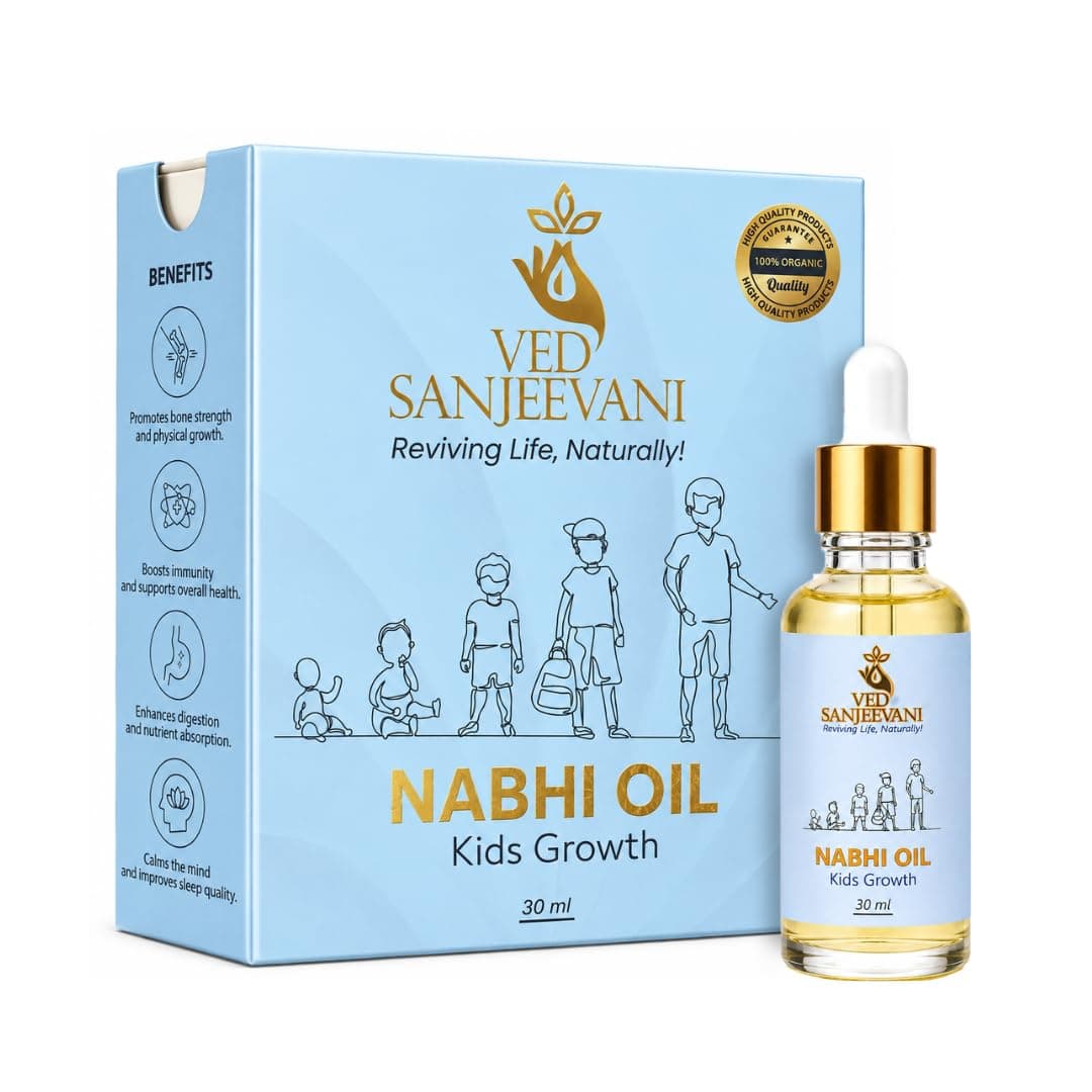 Ved Sanjeevani Nabhi Oil for Kids & Babies | 72,000 Nadi Navel Therapy for Immunity, Growth & Bone Development | Ayurvedic | 30ml
