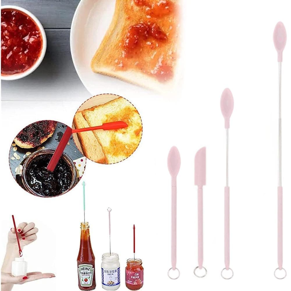 2-Pack Mini Silicone Scraper Set, Retractable Spatulas for Cake Cream & Jam