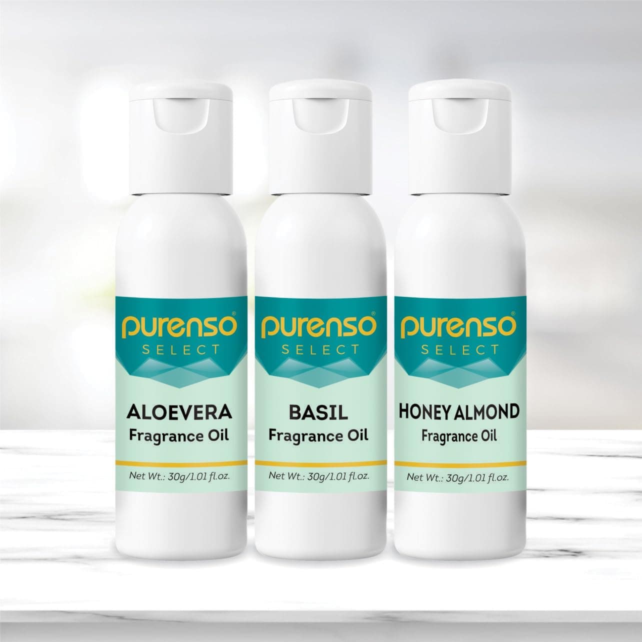Purenso Select - Fragrance Oil Combo - Aloe Vera + Basil + Honey Almond (30g x 3 Bottles)