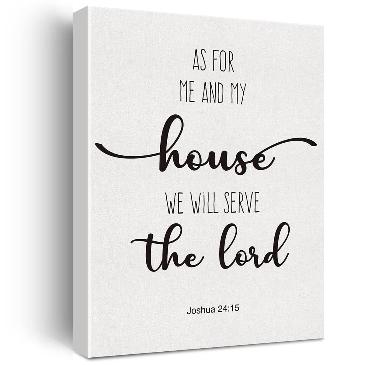 Bible Verse Art Wall Decor Joshua 24:15 We Will Serve the Lord Scripture Canvas Painting Prints for Home Dining Room Living Room Decor Framed Artwork Christian Gifts(12x15 Inch)