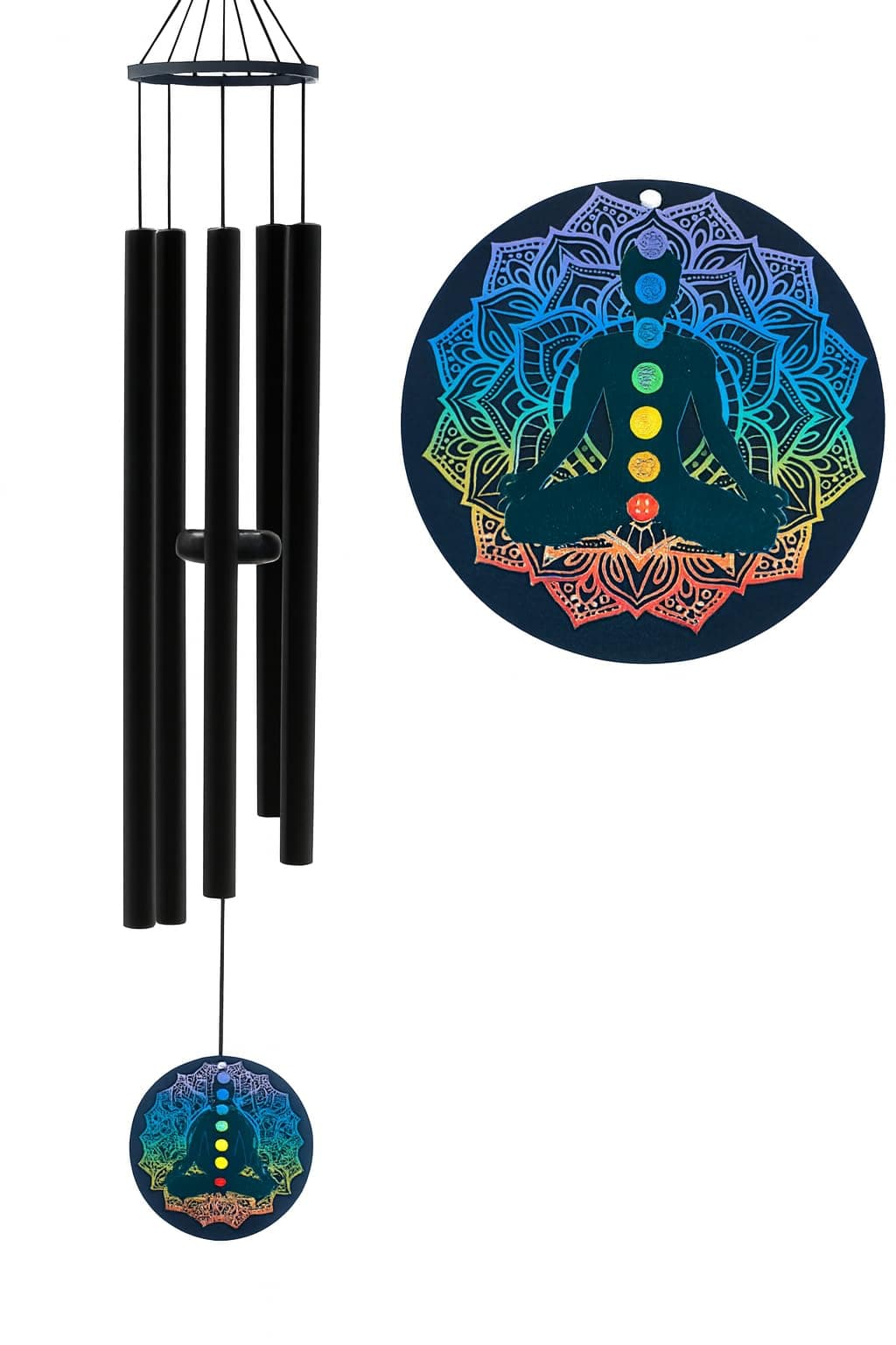 Paradigm Pictures Big 5 Pipe Wind Chimes for Home Balcony - Positive Energy Items (Seven Chakras Wind Chime)
