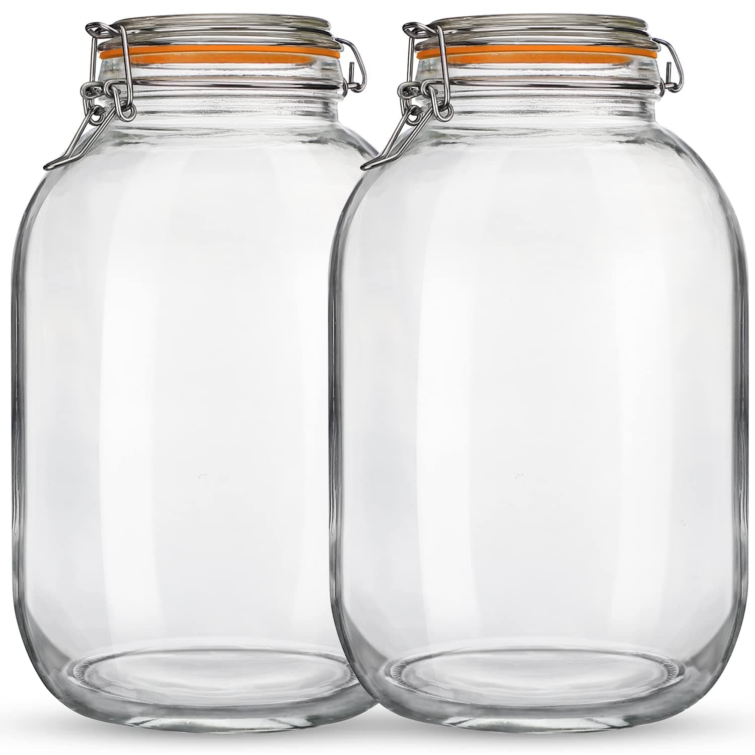 1 Gallon Glass Mason Jar with Airtight Lids, 2 Pack Wide Mouth Storage Jars
