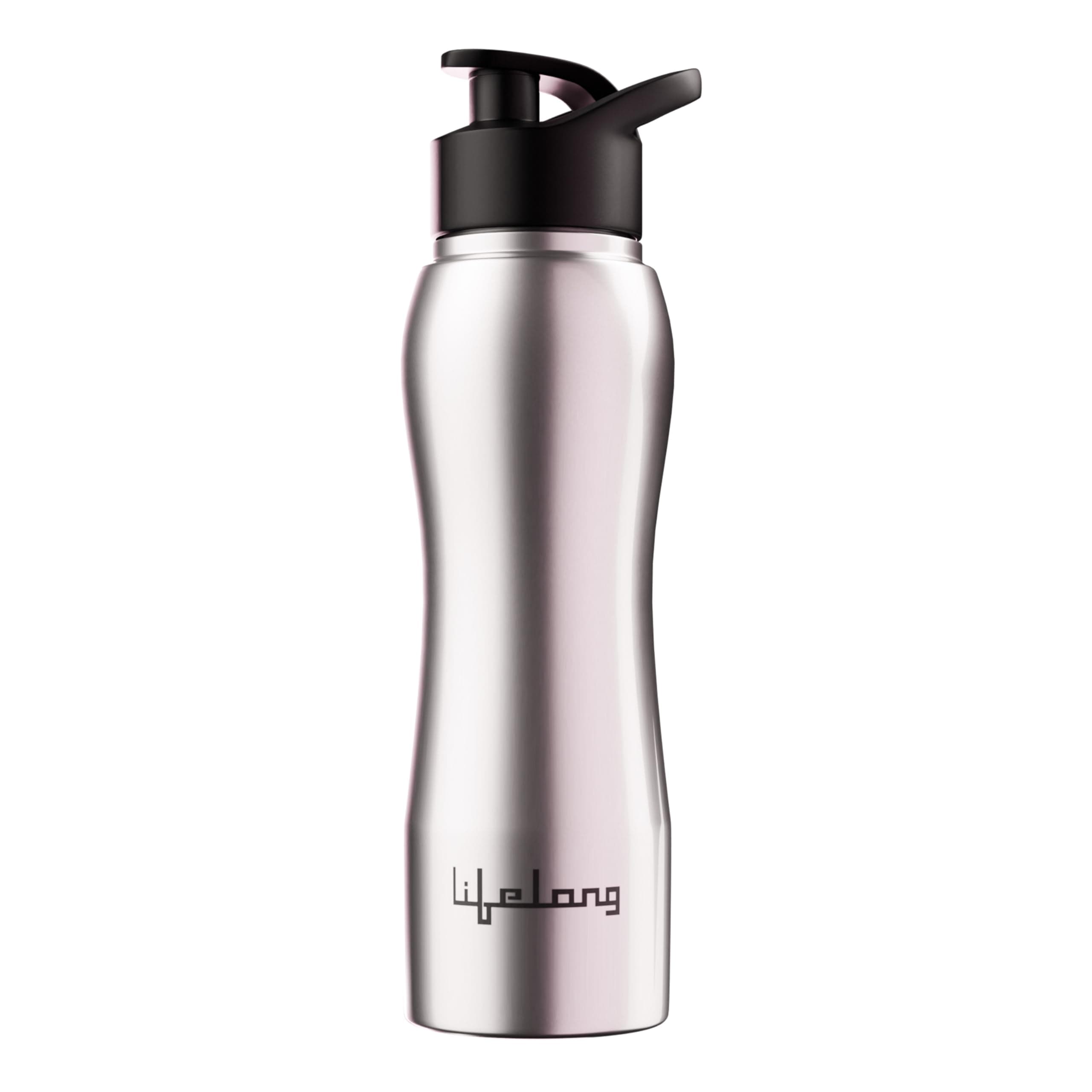 Lifelong Stainless Steel Water Bottle 750ml | Durable, Leak-Proof, Easy Grip, Rust Free, Easy-to-Clean, Odour-Free Bottle with Secure Cap for School, Travel, Gym & Work (LLBT02, Silver)