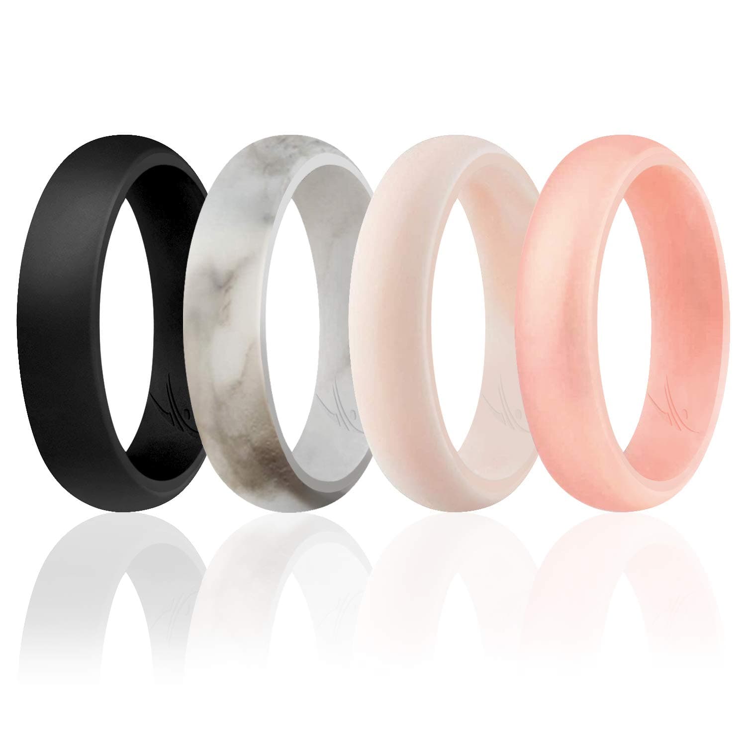 ROQ Silicone Rubber Wedding Ring for Women, Dome Solid Glitter & Metallic, Breathable Silicone Wedding Band, Anniversary Rings, Promise Ring, Multi Packs, Multi Colors, 9, Silicone, No Gemstone