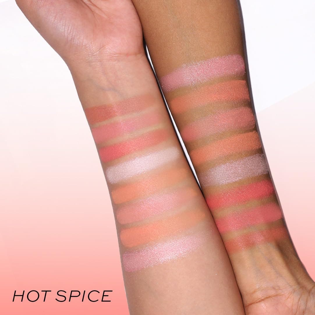 Makeup Revolution Ultra Blush Palette – Hot Spice | 8 Pigmented Peach & Terracotta Shades | Matte, Shimmer & Baked Blush + Highlighter | Blendable, Long-Wear Formula