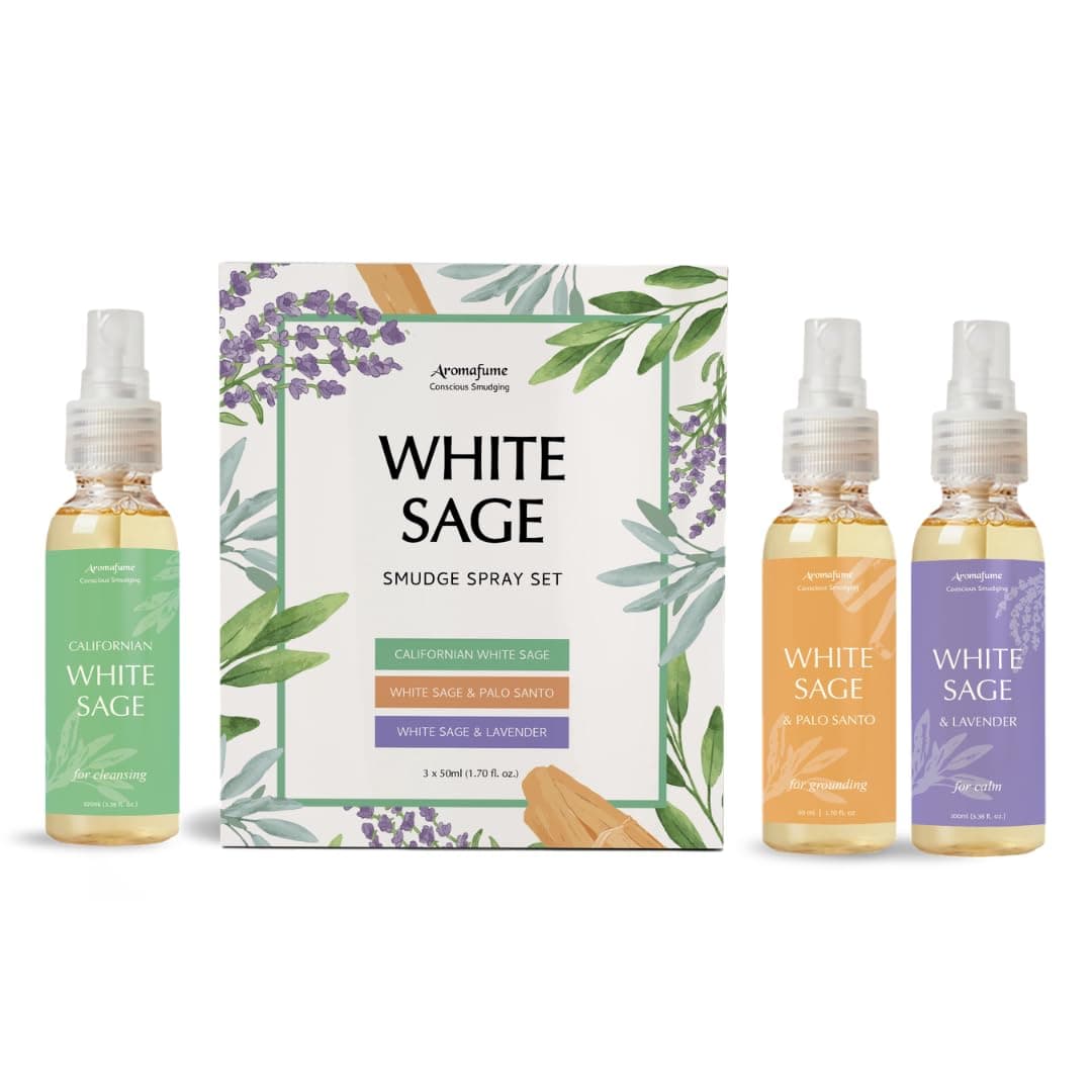 White Sage Smudge Spray for Spiritual Cleansing Trio Set, Aromafume