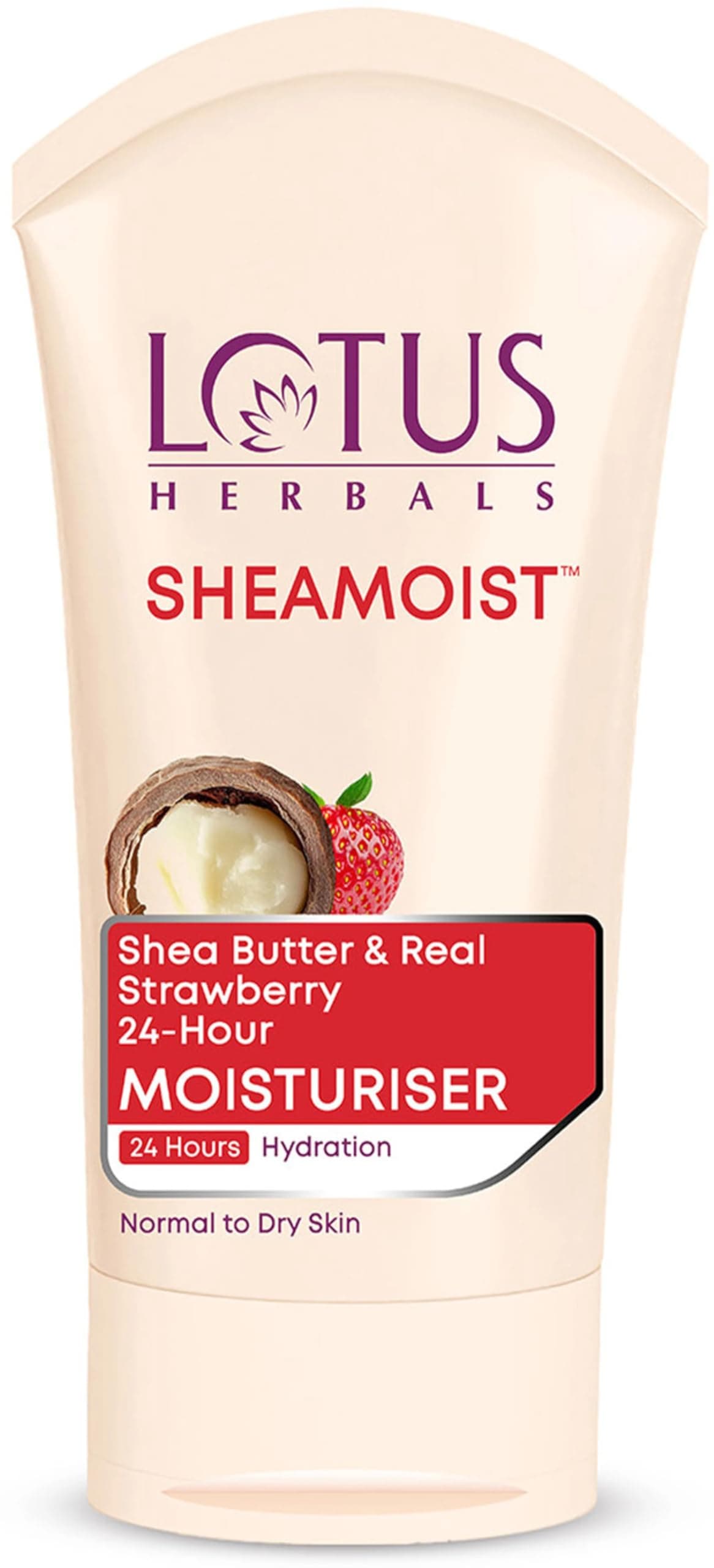 Lotus Herbals Sheamoist Shea Butter And Real Strawberry 24 Hour Moisturiser, 100G