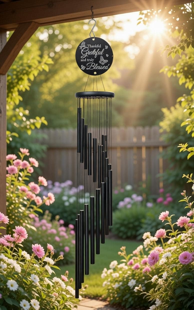 Paradigm Pictures manifesting Wind Chimes for Home || Home Decor Items (18 Pipe Black Color)