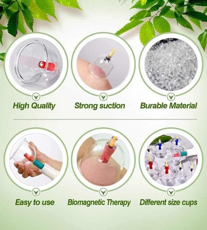 AHCP ACUPRESSURE HEALTH CARE PRODUCT AHCP 24 Pcs Hijama acupuncture Massage Cans Cups Vacuum Cupping Kit Pull Out Vacuum Apparatus Therapy Relax Massager Body Suction Pumps (kangji cupping set 24)