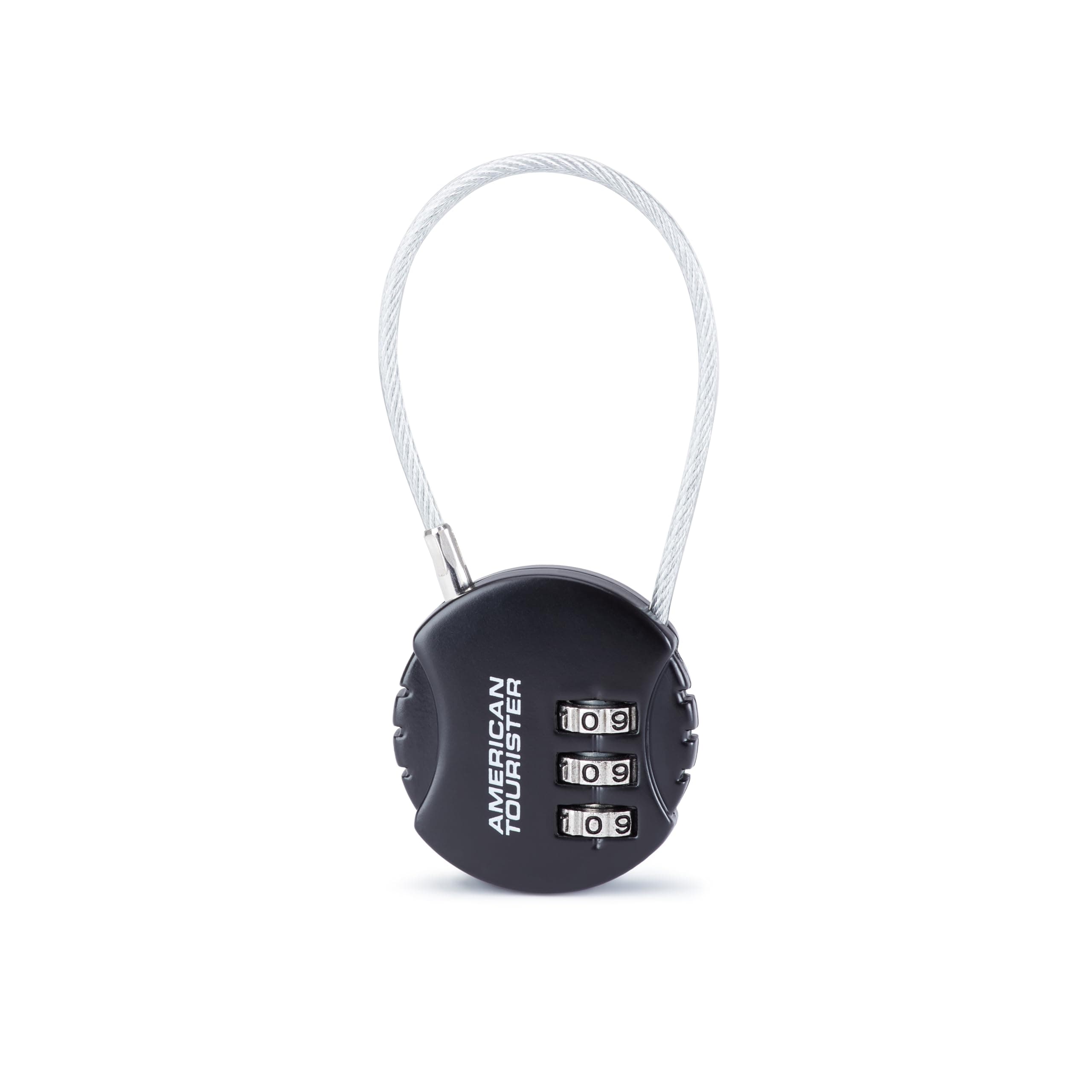 American Tourister 3-Dial Cable Lock | Travel Lock | Luggage & Backpack Security | Resettable Combination Lock | Black